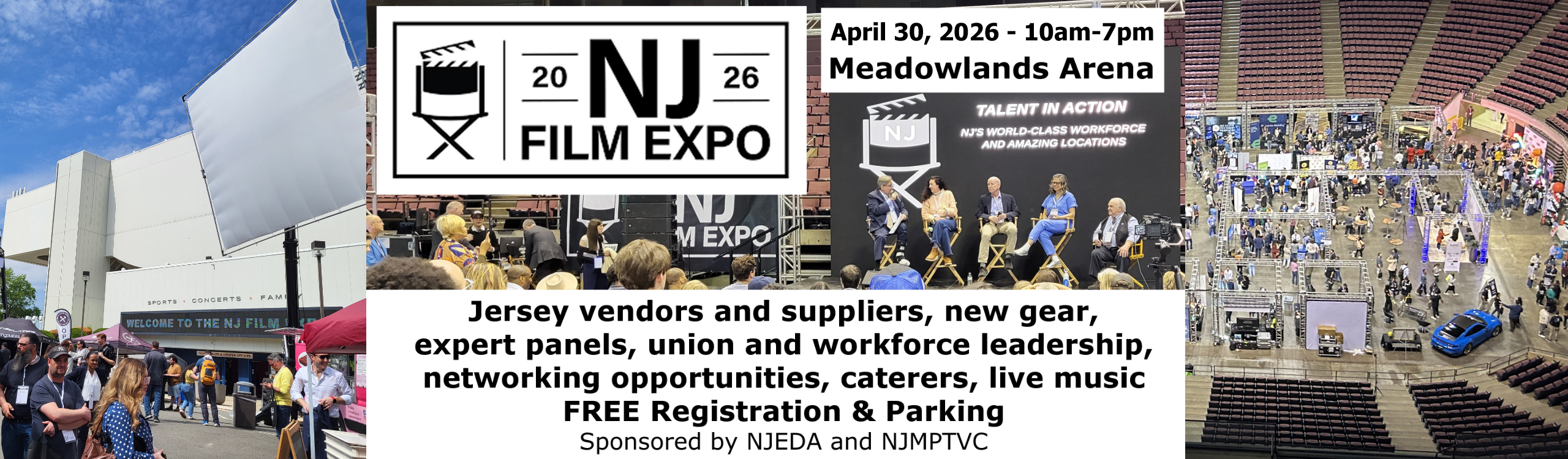 Click to register: Jersey vendors and suppliers, ,new gear, expert panels, union and workforce leadership, networking opportunities, caterers, live music. Free registraction and parking. Sponsored by NJEDA nad NJMPTVC
